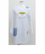 可愛い嘘のカワウソ ボーダータブリエ グレー エプロン 割烹着 キッチン ランチ