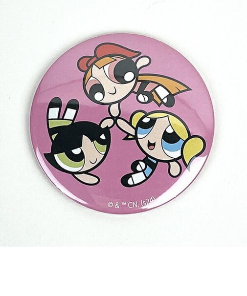 パワーパフガールズ 缶バッチミラー 鏡 パワパフ Power puff Girls 日本製