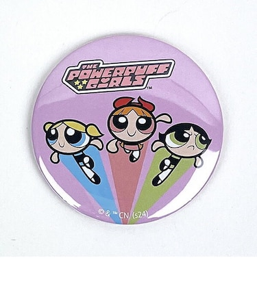 パワーパフガールズ 缶バッチミラー 鏡 パワパフ Power puff Girls 日本製