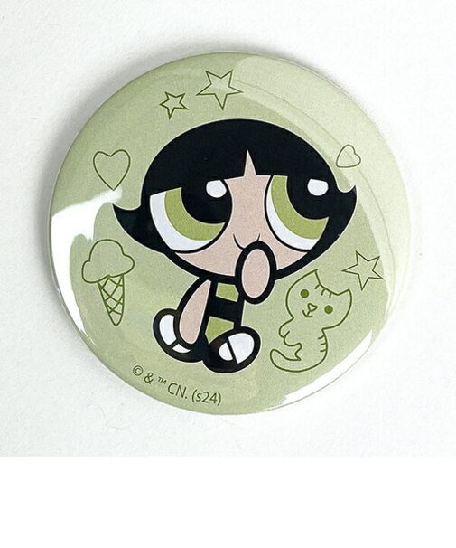 パワーパフガールズ 缶バッチミラー 鏡 パワパフ Power puff Girls 日本製