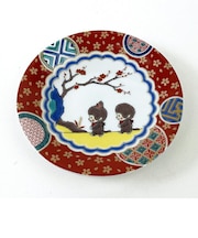 モンチッチ 九谷焼 小皿 庄三風彩色金蘭手 食器 和食器 キッチン レッド