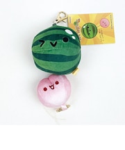 スイカゲーム スイカ&もも リール付マスコット 文具 キーホルダー