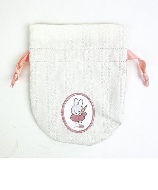 ミッフィー miffy 巾着袋(ホワイト) ポーチ スプリングニットシリーズ