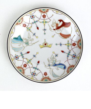 ディズニー 眠れる森の美女 フローラ・フォーナ・メリーウェザー 九谷焼 小皿 日本製 Disney