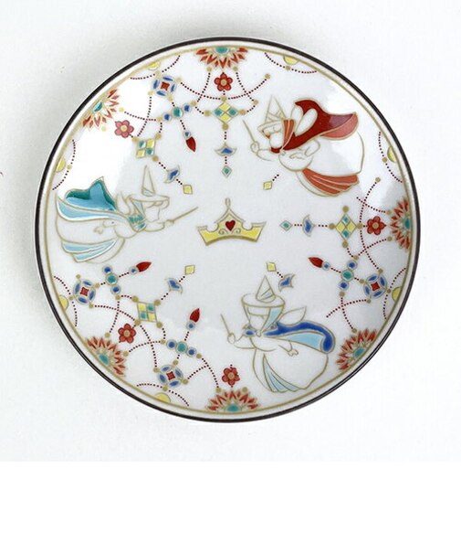 ディズニー 眠れる森の美女 フローラ・フォーナ・メリーウェザー 九谷焼 小皿 日本製 Disney