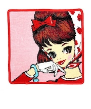 内藤ルネ タオルハンカチ いちごスカーフの少女 ピンク シェニール織り