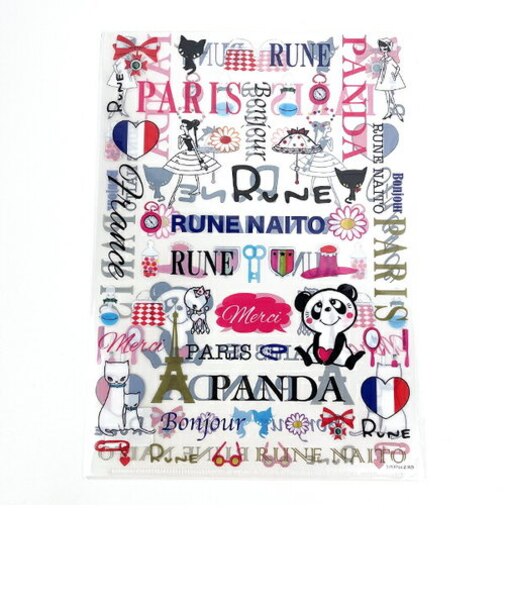 内藤ルネ A4クリアファイル ロゴ 文具 書類