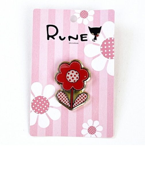 内藤ルネ ピンズ フラワーレッド バッジ アクセサリー