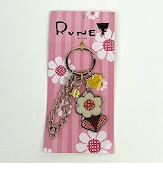 内藤ルネ チャーム フラワーホワイト キーホルダー バッグチャーム