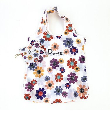 内藤ルネ エコバッグ サンフラワー ホワイト 折りたたみバッグ 買い物袋 マルシェバッグ