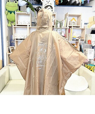スヌーピー ポケッタブルポンチョ (ベージュ) レインコート 雨具 SNOOPY