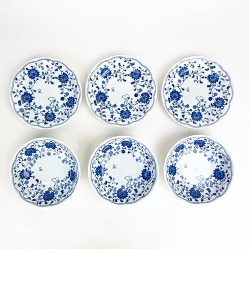 スヌーピー 藍唐草 皿鉢三揃(五寸皿×3・多用鉢×3) 日本製 SNOOPY