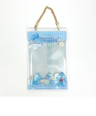 サンリオキャラクターズ シナモロール×ハンギョドン パッケージ風おでかけポーチ ブルーホワイト ポーチ 推し活