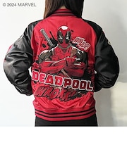< MARVEL > 「 デッドプール 」 スラッシュ スカジャン L マーベル ブルゾン