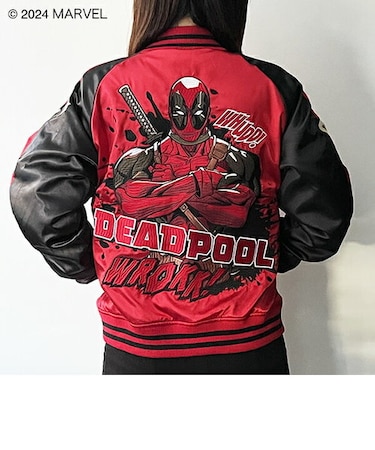 < MARVEL > 「 デッドプール 」 スラッシュ スカジャン L マーベル ブルゾン