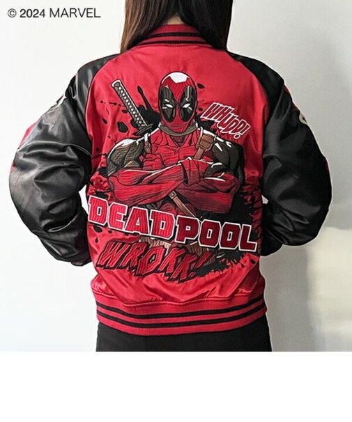 < MARVEL > 「 デッドプール 」 スラッシュ スカジャン L マーベル ブルゾン