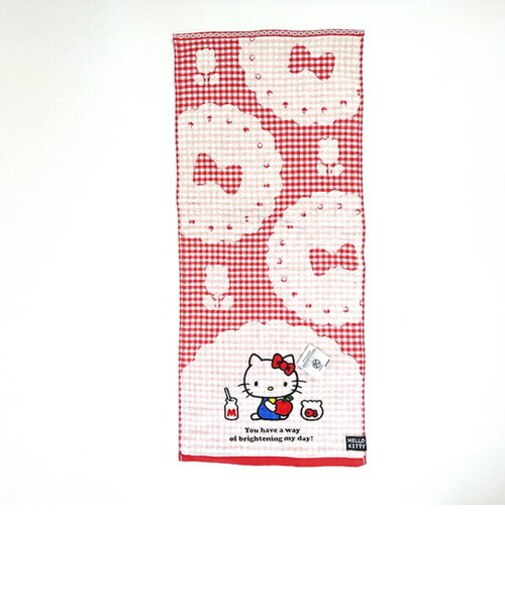 サンリオ ハローキティ セブンティーズ チェック フェイスタオル サマー スポーツ 洗面所
