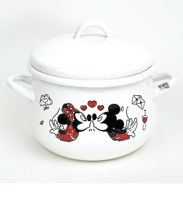 ディズニー ミッキー＆ミニー ホーロー両手鍋(16cm) キッチン Disney 日本製