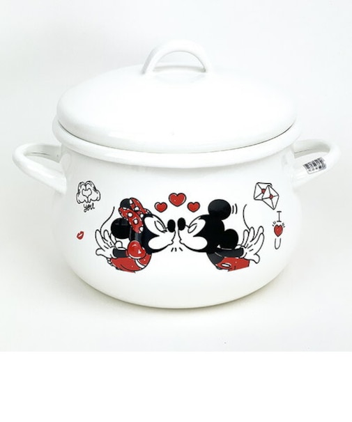 ディズニー ミッキー＆ミニー ホーロー両手鍋(16cm) キッチン Disney 日本製