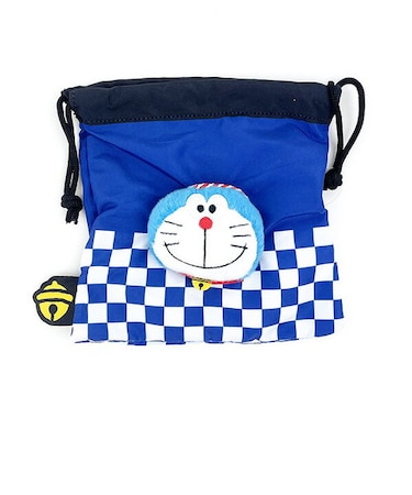 ドラえもん ボアフェイス巾着 ハッピ ネイビー ポーチ 小物入れ マスコット