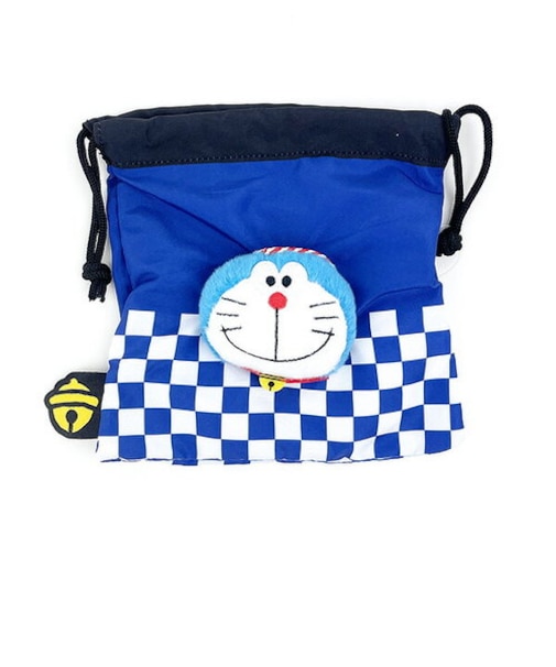 ドラえもん ボアフェイス巾着 ハッピ ネイビー ポーチ 小物入れ マスコット