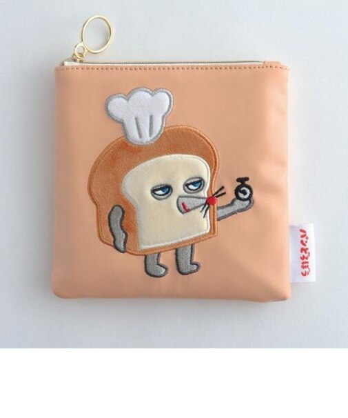 パンどろぼう ボア刺繍ポーチ（ピンク）