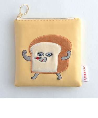 パンどろぼう ボア刺繍ポーチ（イエロー）