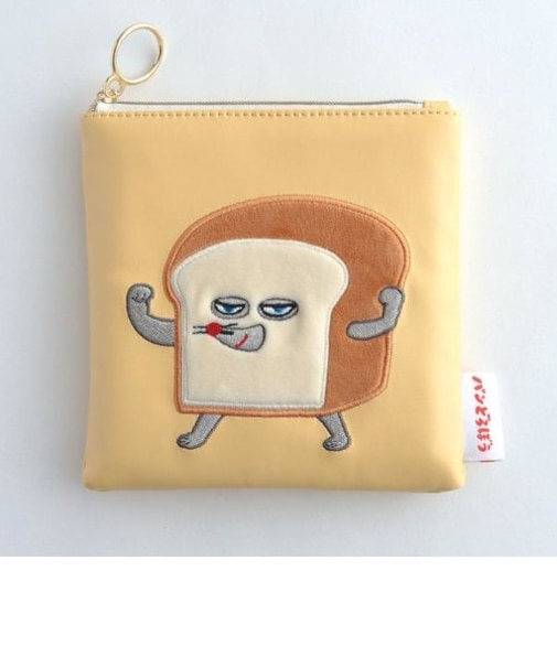 パンどろぼう ボア刺繍ポーチ（イエロー）