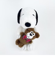 SNOOPY スヌーピー＆ベア チェック ぬいぐるみ Ｍ マスコット 人形 インテリア