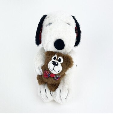 SNOOPY スヌーピー＆ベア チェック ぬいぐるみ Ｓ マスコット 人形 インテリア