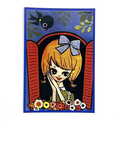 内藤ルネ 窓の少女 ポストカード 文具