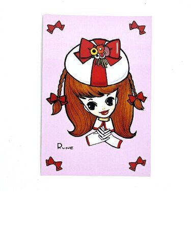 内藤ルネ リボンのお帽子 ポストカード 文具