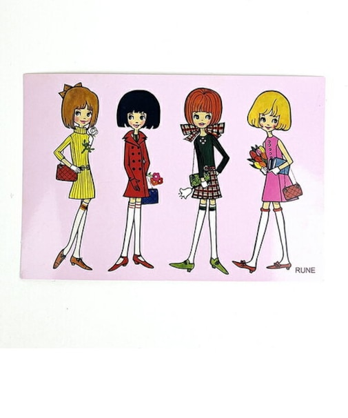 内藤ルネ 夢見る4人の女の子 ポストカード 文具