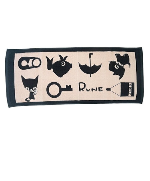 内藤ルネ ネコ フェイスタオル レトロ RUNE