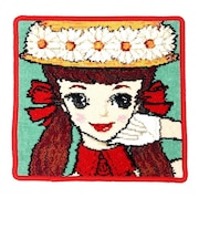 内藤ルネ カンカン帽の少女 シェニール織 タオル ハンカチ RUNE 日本製