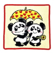 内藤ルネ 相合傘パンダ シェニール織 タオル ハンカチ RUNE 日本製