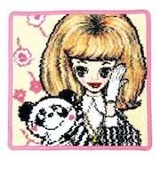 内藤ルネ こんにちは！マドモアゼルとパンダ シェニール織 タオル ハンカチ RUNE 日本製