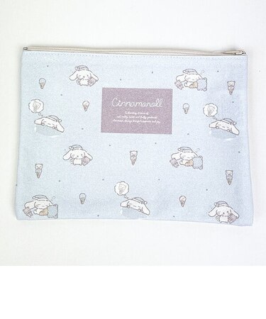 サンリオ のんびり シナモロールフラットポーチ(ブルー) Sanrio 日本製