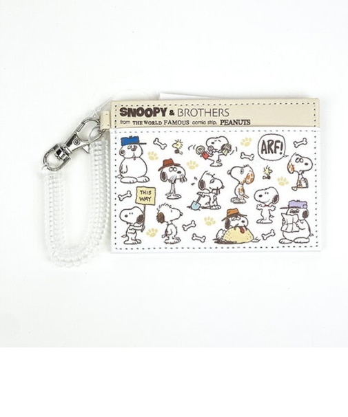 スヌーピー シングルパスケース ブラザーズチラシ ベージュ SNOOPY