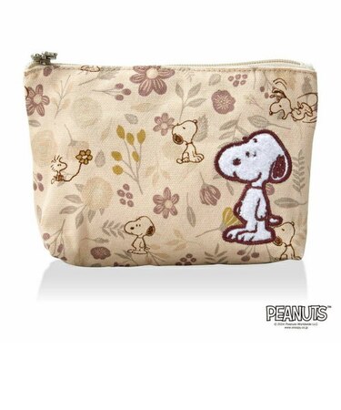 スヌーピー 帆布ポーチ (M)  ナチュラル (フラワーガーデン)