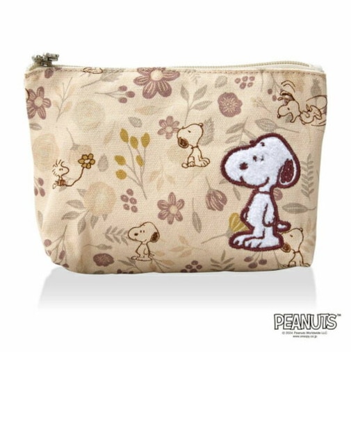 スヌーピー 帆布ポーチ (M)  ナチュラル (フラワーガーデン)