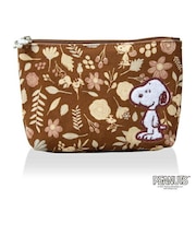 スヌーピー 帆布ポーチ (M) ブラウン (フラワーガーデン)