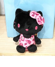 サンリオ ハローキティ ヒョウ柄 ブラック ボールチェーンマスコット ぬいぐるみ キーホルダー