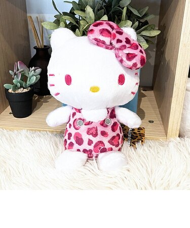 サンリオ ハローキティ ヒョウ柄 ピンク お座りぬいぐるみ インテリア 