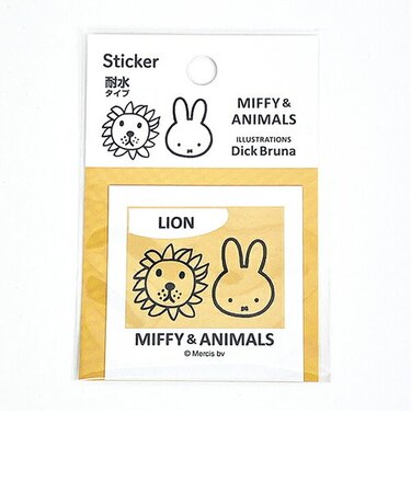 ミッフィー MIFFY & ANIMALS ステッカー (イエロー) 文具  日本製