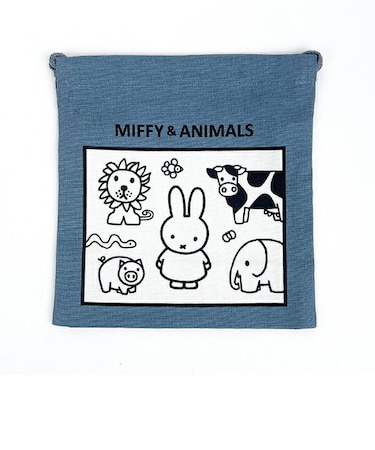 ミッフィー MIFFY & ANIMALS 巾着袋 (ブルー) スクール ランチ 日本製