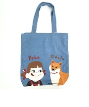 ペコちゃん ペコとしばた A4トートバッグ (ネイビー)