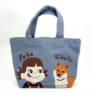 ペコちゃん ペコとしばた ミニトートバッグ (ブルー)