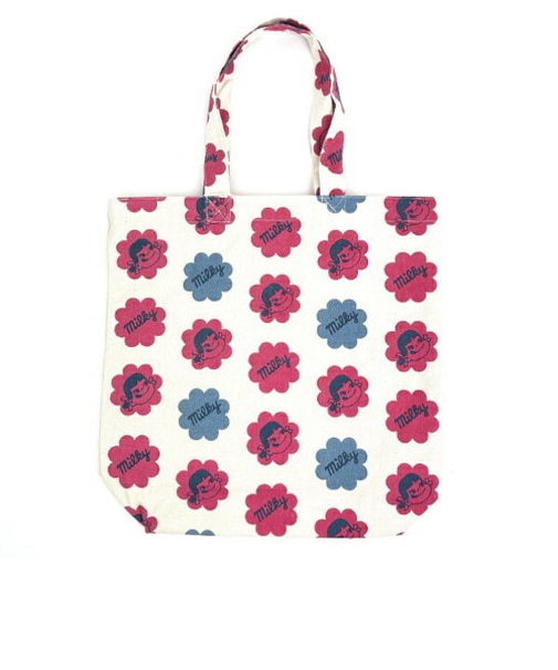 ペコちゃん ミルキー ファスナー付A4トートバッグ (ナチュラル)