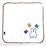ミッフィー miffy ふわふわ刺繍ハンカチーフ ホワイト タオルハンカチ ハンドタオル